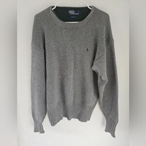 Ralph Lauren Gray Crewneck Sweater with Knit Fabric and Relaxed Fit
